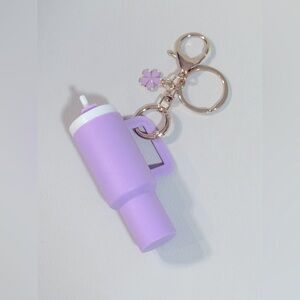 💜NEW lavender mini “Stanley” tumbler bag charm/keychain
